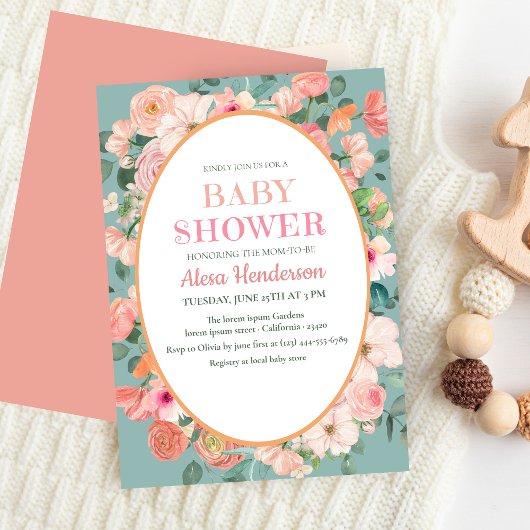 Schattigee waterverf floral boho chic meisje baby  kaart