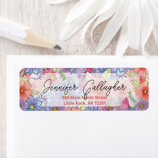 Schattigee Waterverf Floral Botanical retouradres Etiket (Insitu)