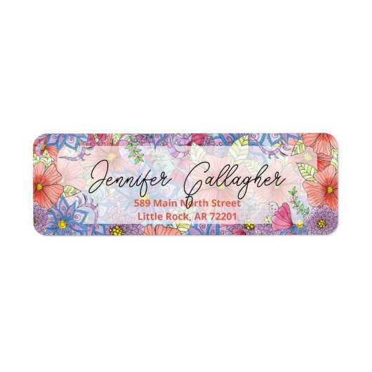 Schattigee Waterverf Floral Botanical retouradres Etiket (Voorkant)
