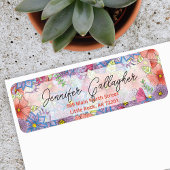 Schattigee Waterverf Floral Botanical retouradres Etiket