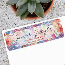 Schattigee Waterverf Floral Botanical retouradres Etiket