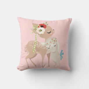 Schattigee Waterverf Floral Deer Bunny Rabbit Ea Kussen