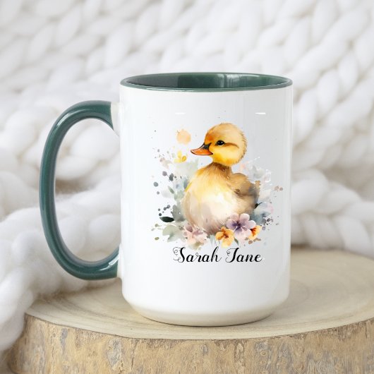 Schattigee Waterverf Floral Duckling & Baby Olifan Mok