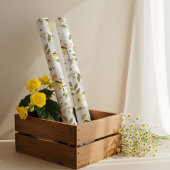 Schattigee Waterverf Floral Gebreide Honingbijenpa Cadeaupapier