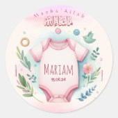 Schattigee Waterverf Floral Mashallah Islamitisch  Ronde Sticker (Voorkant)