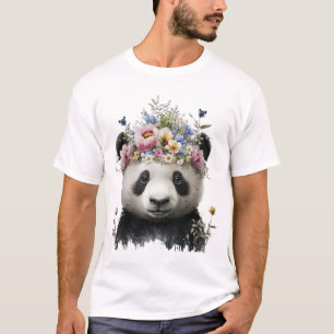 Schattigee Waterverf Floral Panda T-shirt