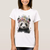 Schattigee Waterverf Floral Panda T-shirt (Voorkant)
