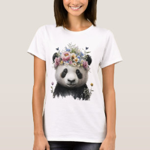 Schattigee Waterverf Floral Panda T-shirt