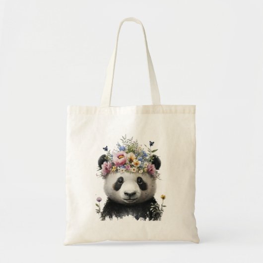 Schattigee Waterverf Floral Panda Tote Bag (Voorkant)