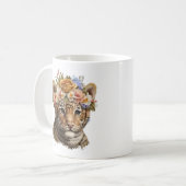 Schattigee Waterverf Floral Tiger Koffiemok (Voorkant links)