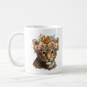 Schattigee Waterverf Floral Tiger Koffiemok