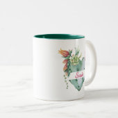 Schattigee Waterverf Flower Heart & Custom Script  Tweekleurige Koffiemok (Voorkant rechts)