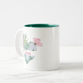 Schattigee Waterverf Flower Heart & Custom Script  Tweekleurige Koffiemok (Voorkant links)