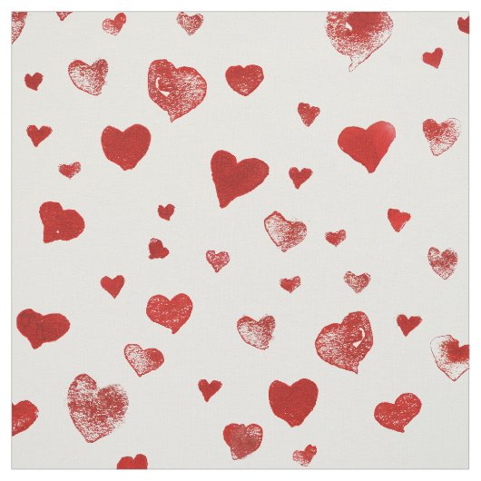 Schattigee Waterverf Flying Red Hearts Stof (Swatch)
