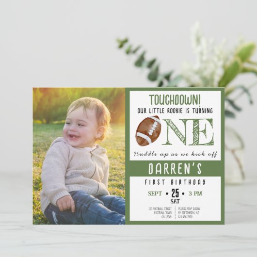 Schattigee Waterverf Football Foto 1e verjaardag Kaart (Staand voorkant)