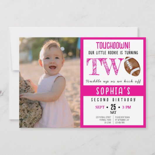 Schattigee Waterverf Football Foto Meisje 2e Verja Kaart (Voorkant)