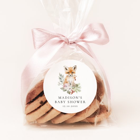 Schattigee Waterverf Fox Baby shower Ronde Sticker