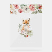 Schattigee Waterverf Fox Baby shower Welkom Acryl Bord (Voorkant)