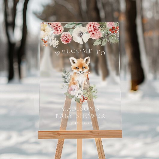 Schattigee Waterverf Fox Baby shower Welkom Acryl Bord