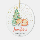 Schattigee Waterverf Fox Custom Baby Eerste Kerst Keramisch Ornament (Links)