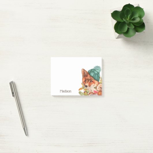 Schattigee Waterverf Fox Herfst Natuur Gepersonali Post-it® Notes (Kantoor)