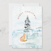 Schattigee Waterverf Fox Kerst Kaarten (Voorkant)