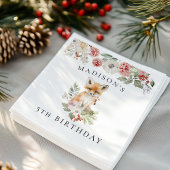 Schattigee Waterverf Fox Verjaardagsfeestje Servet