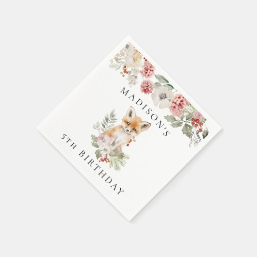 Schattigee Waterverf Fox Verjaardagsfeestje Servet (Hoek)