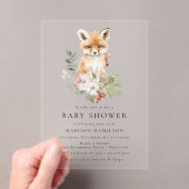 Schattigee Waterverf Fox Winter Baby shower Acryl Uitnodigingen (Insitu (Draagbaar))