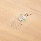 Schattigee Waterverf Fox Winter Baby shower Acryl Uitnodigingen (Laagn)
