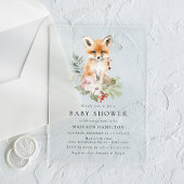 Schattigee Waterverf Fox Winter Baby shower Acryl Uitnodigingen