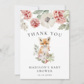Schattigee Waterverf Fox Winter Baby shower Bedankkaart (Voorkant)