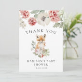 Schattigee Waterverf Fox Winter Baby shower Bedankkaart (Staand voorkant)