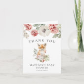 Schattigee Waterverf Fox Winter Baby shower Bedankkaart (Voorkant)