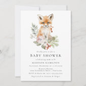 Schattigee Waterverf Fox Winter Baby shower Kaart (Voorkant)