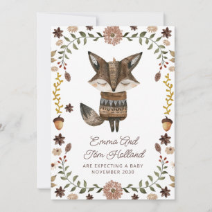 Schattigee Waterverf Fox zwangerschap Aankondiging