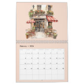Schattigee Waterverf Frans Café Bistro Paris Maand Kalender (Feb 2026)