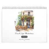 Schattigee Waterverf Frans Café Bistro Paris Maand Kalender (Hoes)