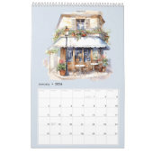 Schattigee Waterverf Frans Café Paris Bistro Maand Kalender (Jan 2026)