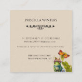 Schattigee Waterverf Frog Butterfly Vierkante Visitekaartje (Achterkant)