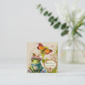 Schattigee Waterverf Frog Butterfly Vierkante Visitekaartje (Staand voorkant)