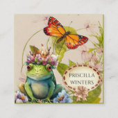 Schattigee Waterverf Frog Butterfly Vierkante Visitekaartje (Voorkant)
