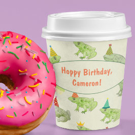 Schattigee Waterverf Frogs Funny Hoppy Verjaardags Papieren Bekers