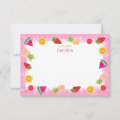 Schattigee Waterverf Fruit & Stippen Roze briefpap Bedankkaart (Voorkant)