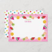 Schattigee Waterverf Fruit & Stippen Roze briefpap Bedankkaart (Voorkant / Achterkant)