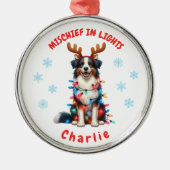 Schattigee Waterverf Fun Border Collie Snowflakes Metalen Ornament (Voorkant)