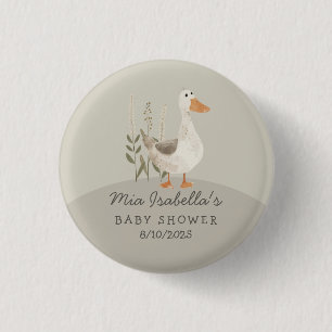 Schattigee Waterverf Gans Baby shower Button