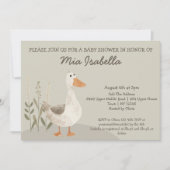 Schattigee Waterverf Gans Baby shower Invitation Kaart (Voorkant)