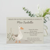 Schattigee Waterverf Gans Baby shower Invitation Kaart (Staand voorkant)
