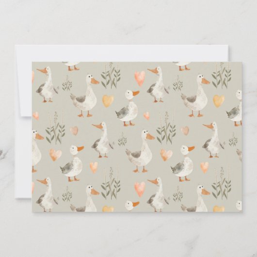 Schattigee Waterverf Gans Baby shower Invitation Kaart (Achterkant)